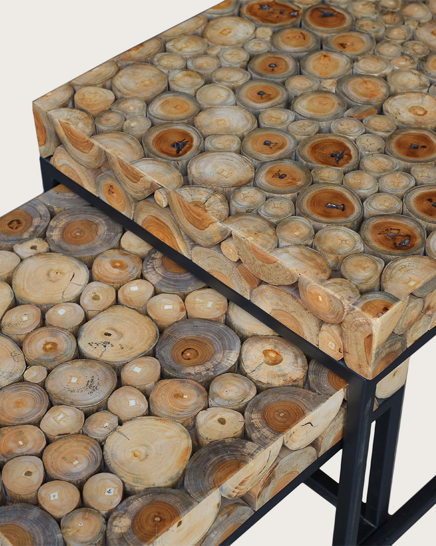 Aïda - Square teak nesting coffee table