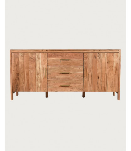 Havena - Buffet en bois massif en marbre blanc 180 cm