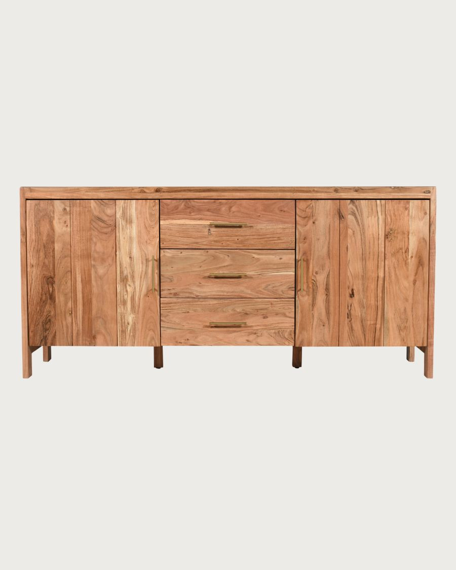Havena - Buffet en madera maciza y mármol blanco 180 cm