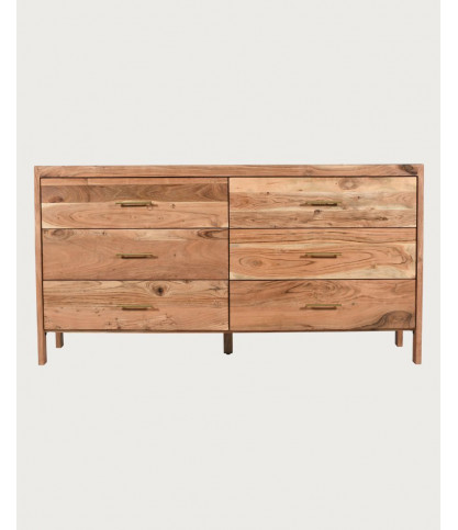 Havena - Cómoda de madera maciza y mármol blanco 173 cm