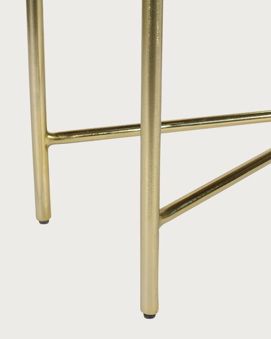 Céline - Solid mango wood and white marble console 100 cm