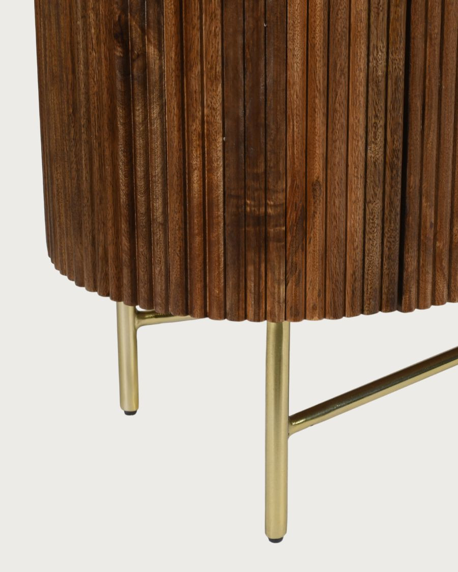 Céline - buffet en bois de manguier massif et marbre blanc 133 cm