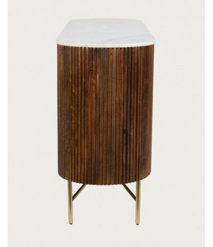 Céline - buffet en bois de manguier massif et marbre blanc 133 cm