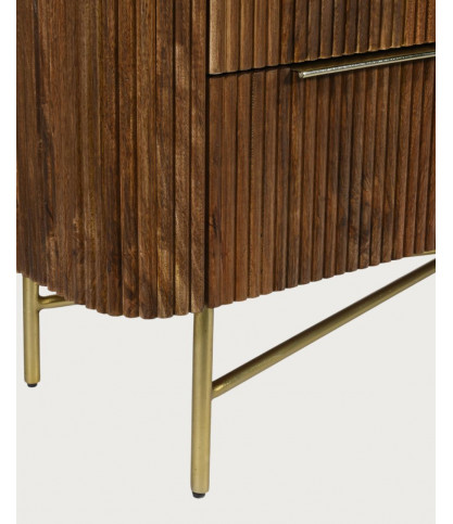 Céline - Buffet en bois de manguier massif et marbre blanc 133 cm