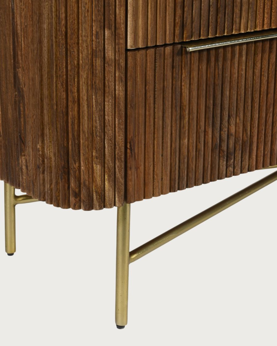 Céline - Buffet en bois de manguier massif et marbre blanc 133 cm