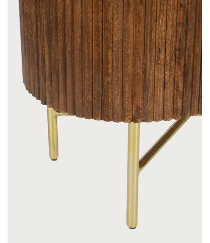 Céline - Buffet 2 portes en bois de manguier massif et marbre blanc 65 cm