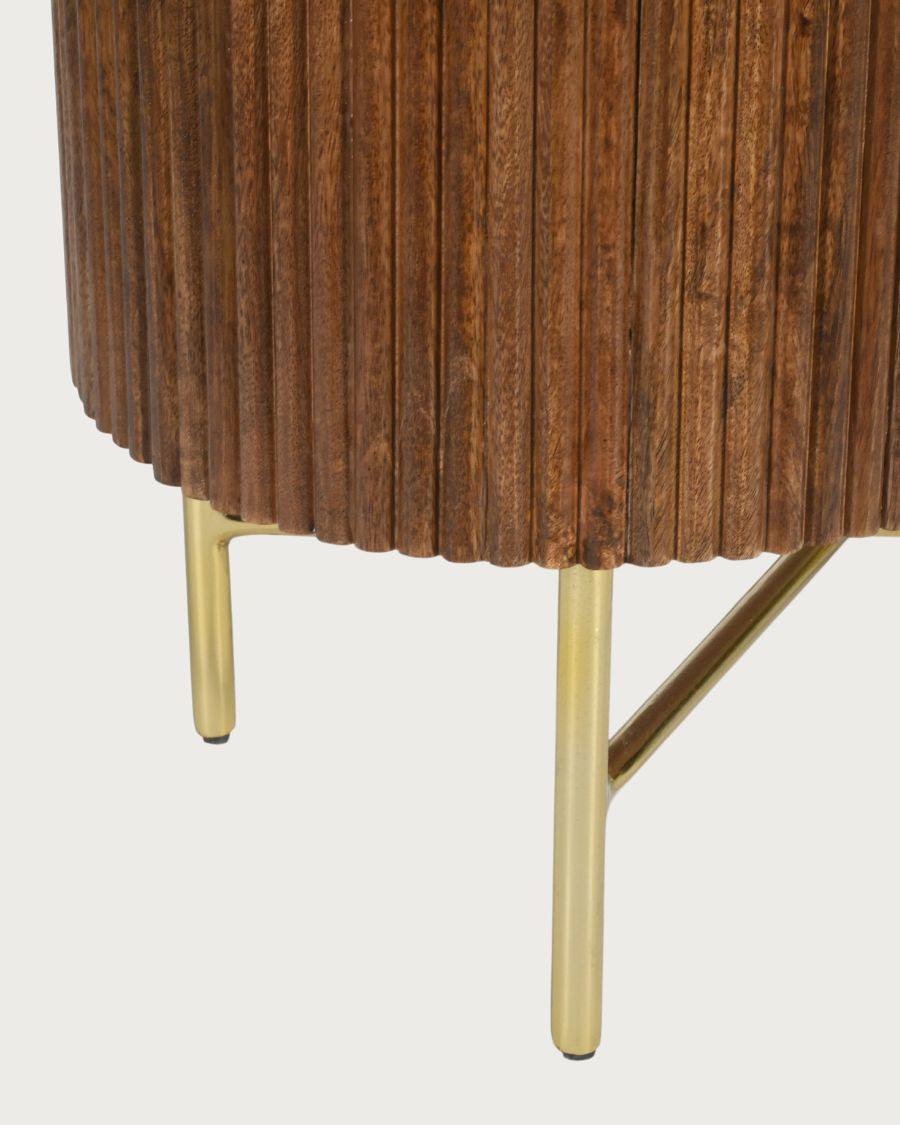 Céline - Buffet 2 portes en bois de manguier massif et marbre blanc 65 cm