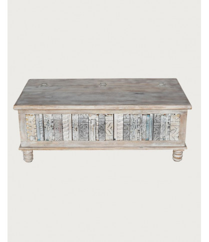 Viva - Cassapanca in legno massello intagliato, 120 cm