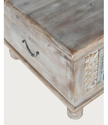 Viva - Cassapanca in legno massello intagliato, 120 cm