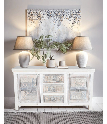 Viva - Weißes, zweitüriges Sideboard aus Massivholz, 170 cm
