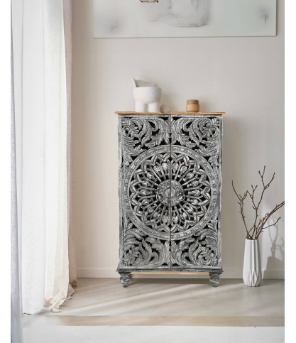 Lotus - Grande armoire en bois de manguier