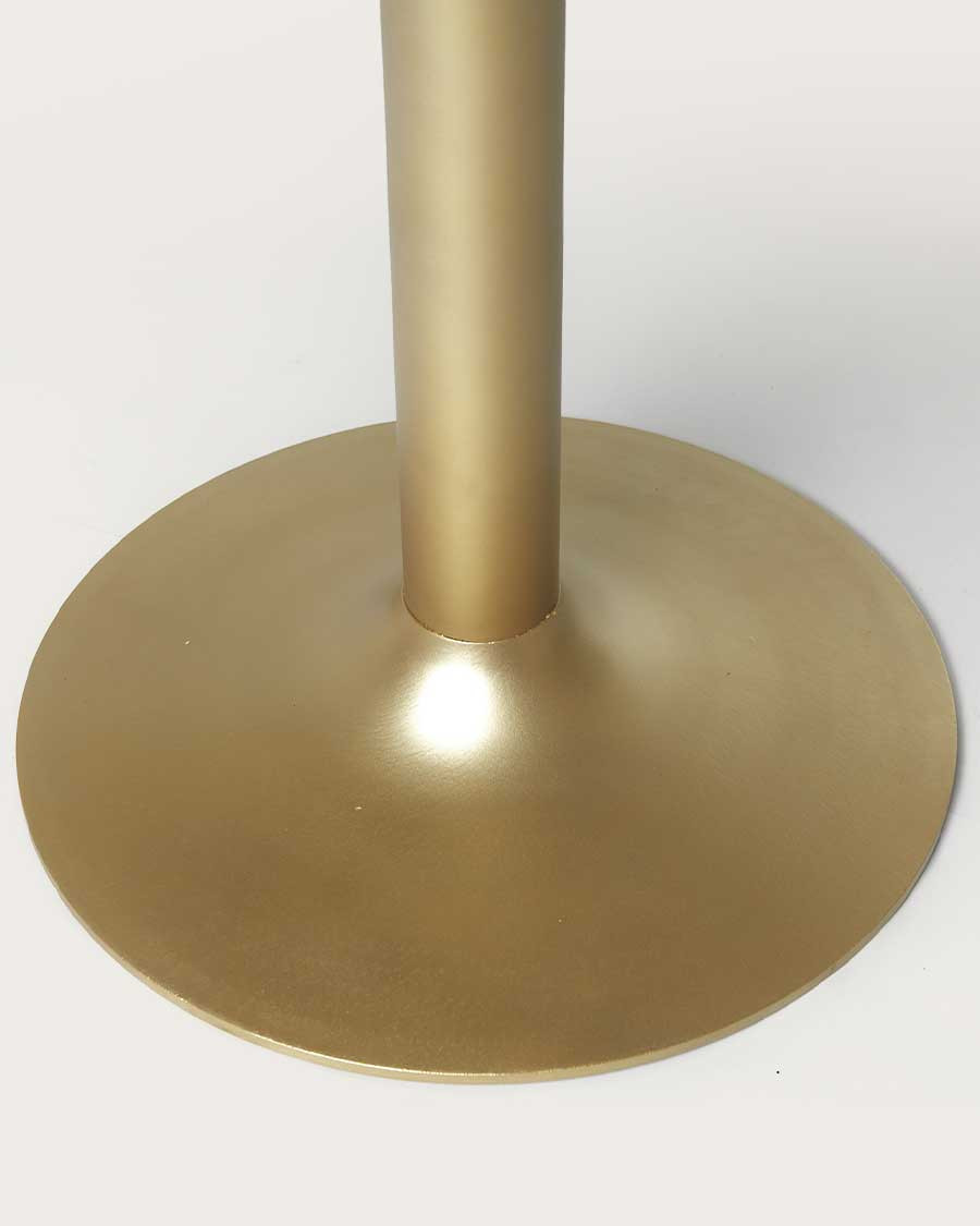 Praga - Mesa de comedor redonda de madera maciza con base de tulipán dorado D110 cm 6 personas