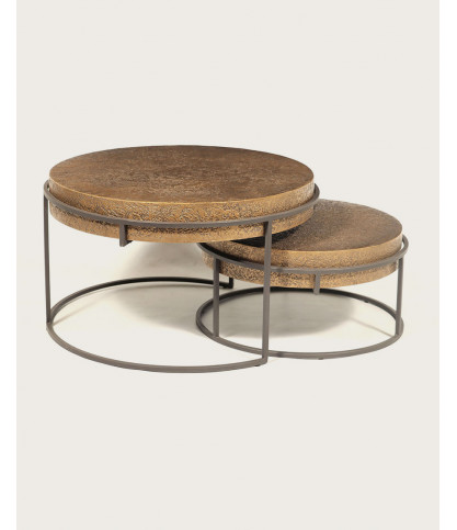 Marrakech - Round nesting coffee table in gold metal