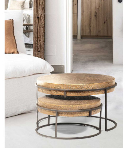 Marrakech - Round nesting coffee table in gold metal