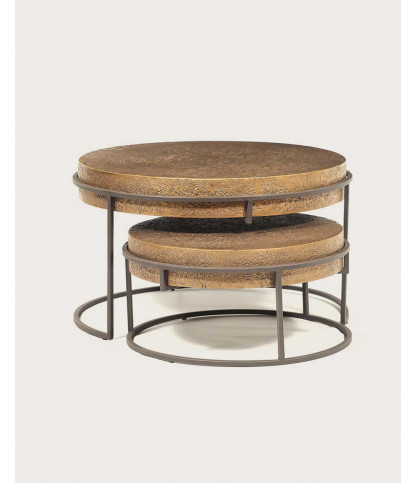 Marrakech - Round nesting coffee table in gold metal