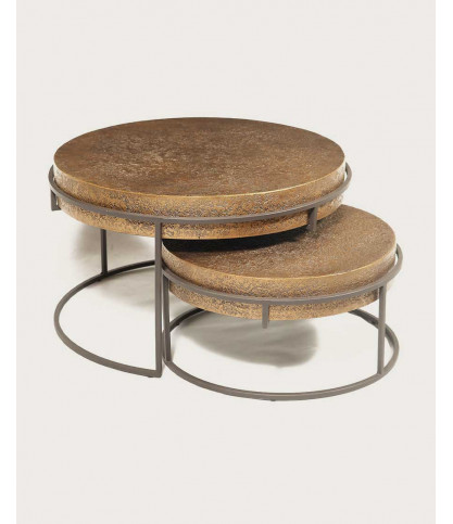 Marrakech - Round nesting coffee table in gold metal