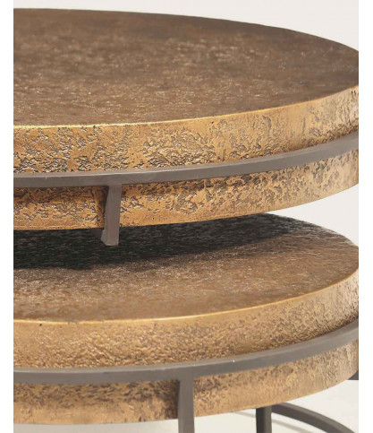 Marrakech - Round nesting coffee table in gold metal
