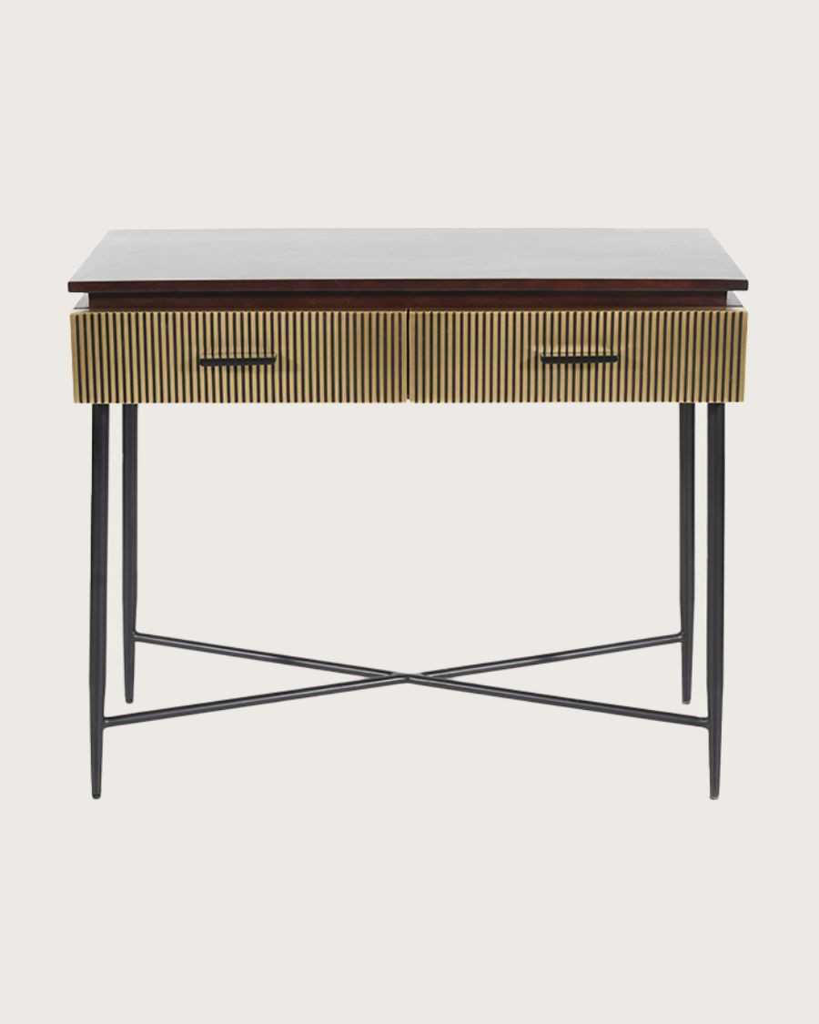 Moon - Mesa consola con acabado en latón envejecido, 90 cm