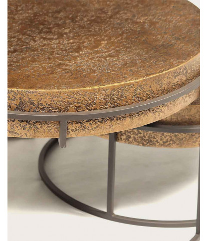 Marrakech - Round nesting coffee table in gold metal