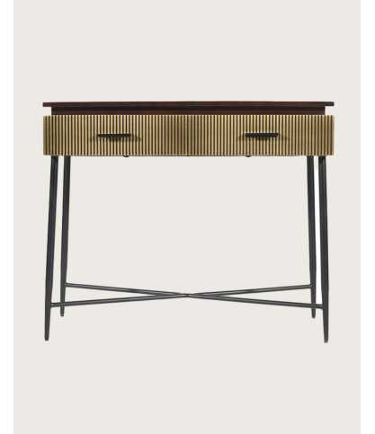 Moon - Mesa consola con acabado en latón envejecido, 90 cm