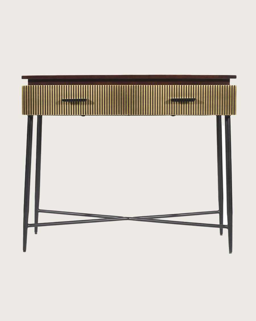 Moon - Mesa consola con acabado en latón envejecido, 90 cm