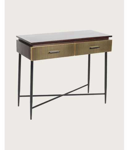 Moon - Mesa consola con acabado en latón envejecido, 90 cm