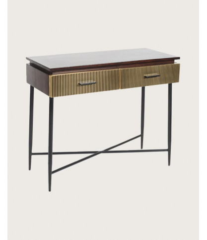 Moon - Tavolino consolle con finitura in ottone anticato, 90 cm