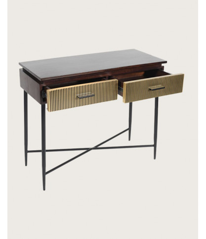 Luna - Mesa consola con acabado en latón envejecido, 90 cm