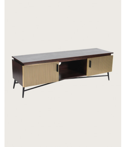 Moon - TV stand with aged brass finish, 145 cm