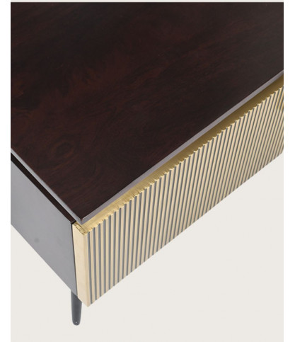 Moon - TV stand with aged brass finish, 145 cm