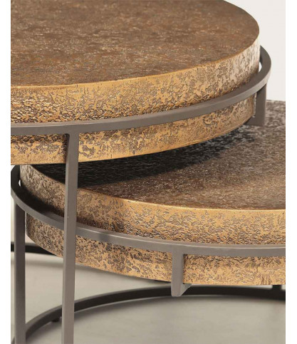 Marrakech - Round nesting coffee table in gold metal