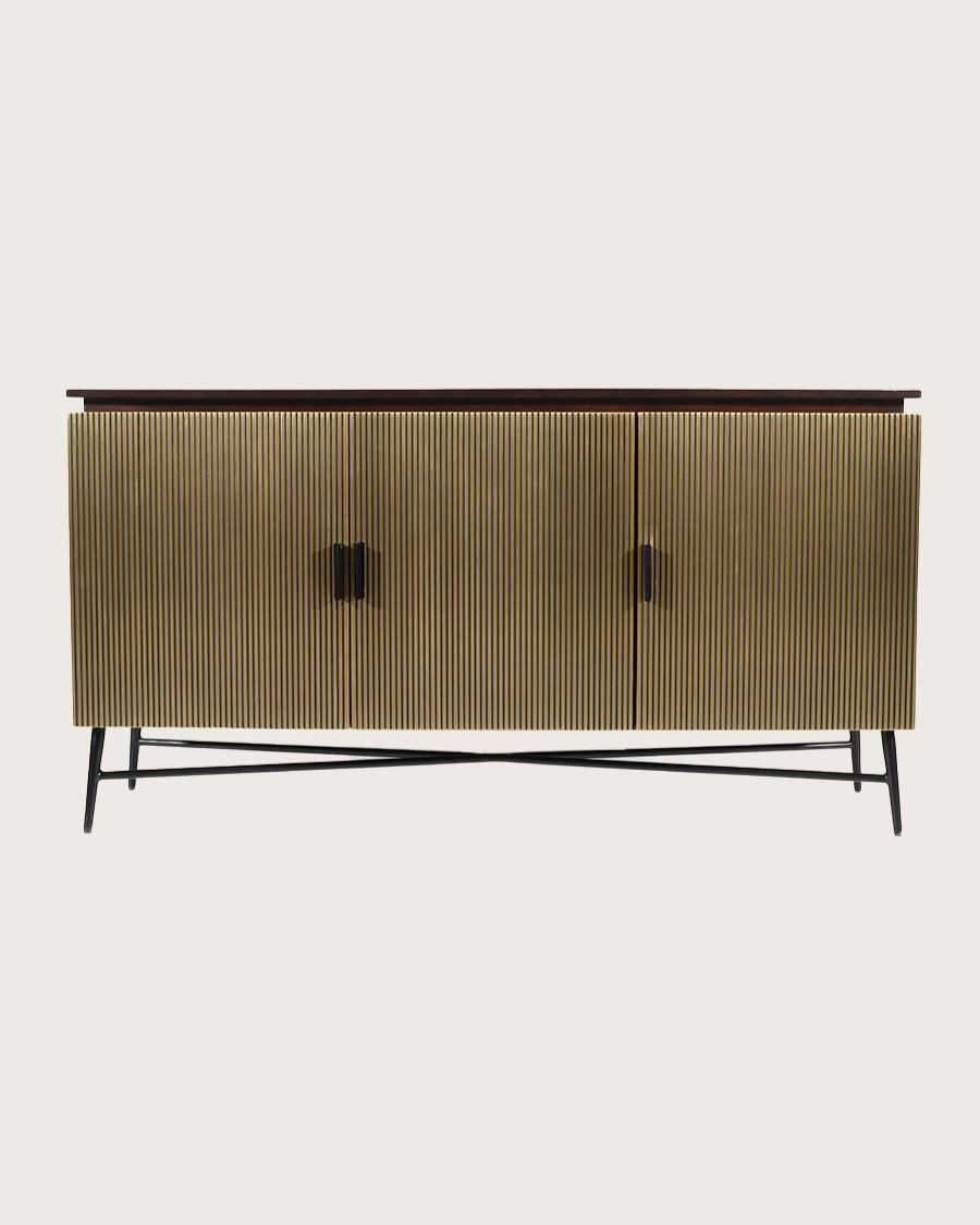 Moon - Großes Sideboard mit Oberfläche aus gealtertem Messing, 150 cm