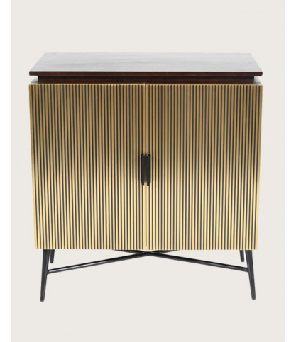 Moon - Small 2-door sideboard with aged brass finish, 74 cm