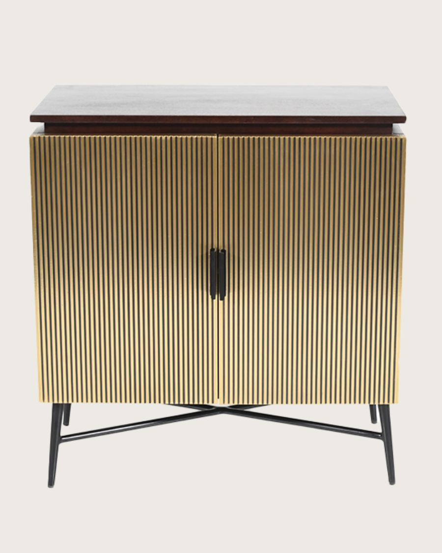 Moon-Petit buffet 2 portes en bois de manguier 74 cm