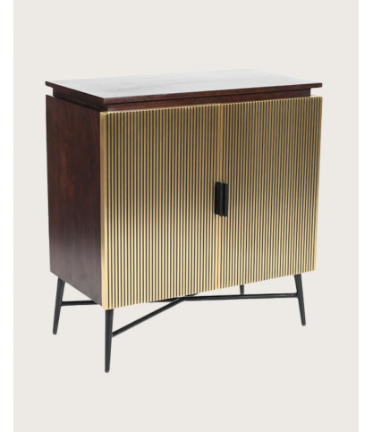 Moon - Small 2-door sideboard with aged brass finish, 74 cm