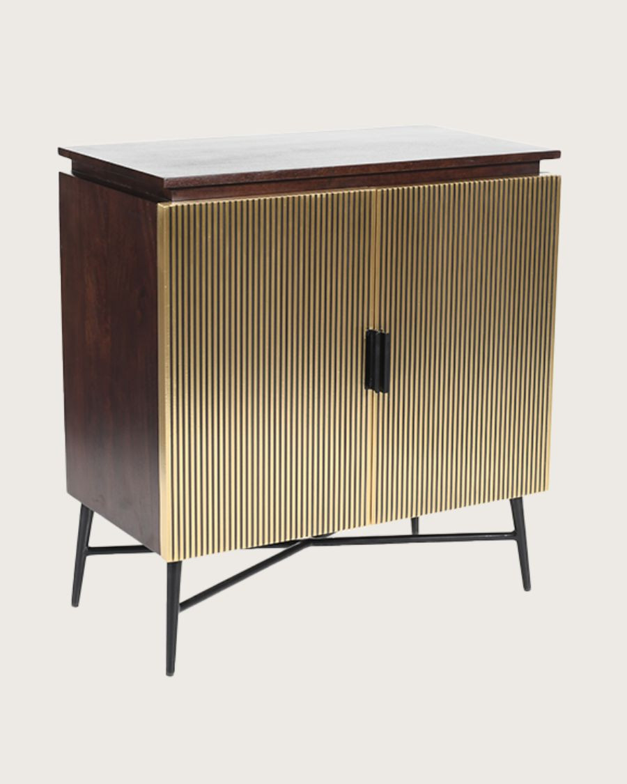Moon-Petit buffet 2 portes en bois de manguier 74 cm