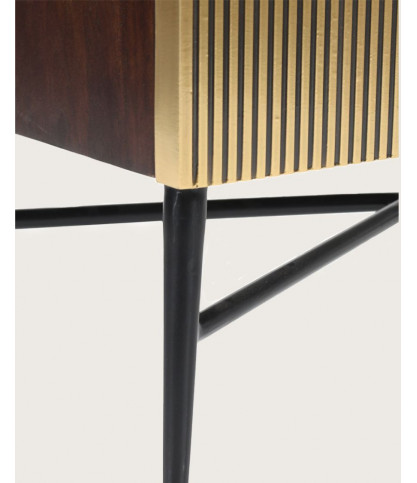 Moon - Klein dressoir met 2 deuren en een verouderde messing afwerking, 74 cm
