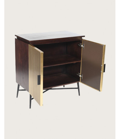 Moon-Petit buffet 2 portes en bois de manguier 74 cm