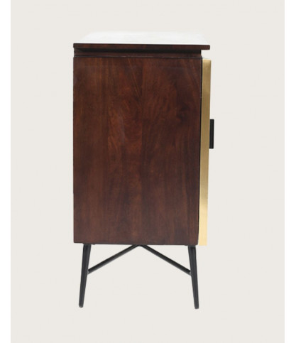 Moon – Kleines Sideboard mit 2 Türen und Oberfläche aus gealtertem Messing, 74 cm