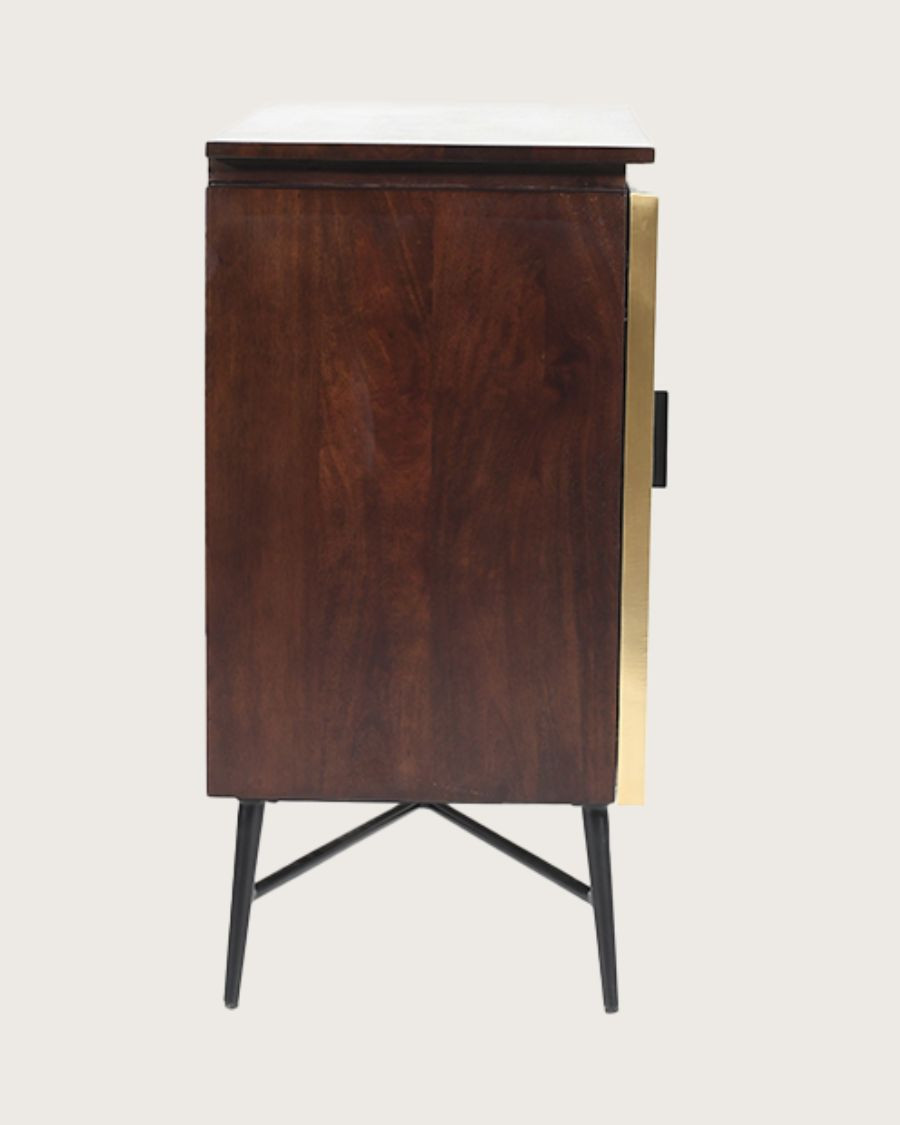Moon - Small 2-door sideboard with aged brass finish, 74 cm