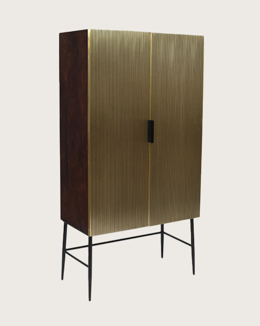Moon - Antique brass bar cabinet