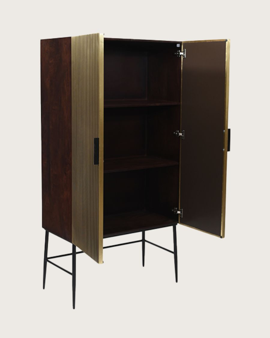 Moon - Antique brass bar cabinet