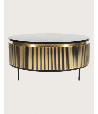 Glory - Table basse finition laiton vieilli avec plateau en marbre noir