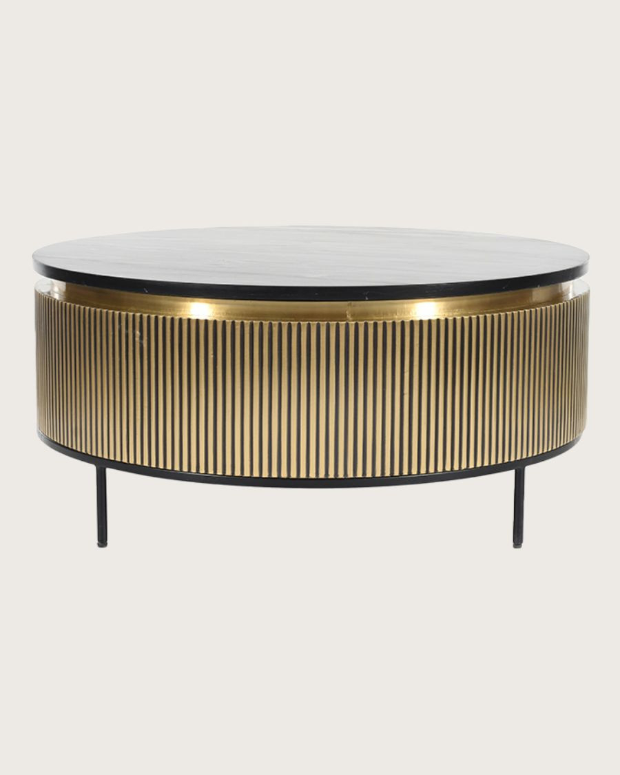 Glory - Coffee table with aged brass finish and black marble top