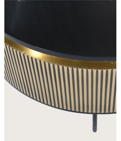 Glory - Antique brass coffee table with black marble top