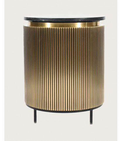 Glory - Antique brass side table with black marble top