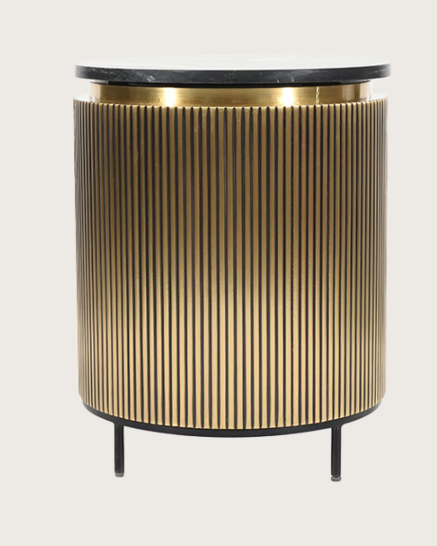 Glory - Side table with aged brass finish and black marble top