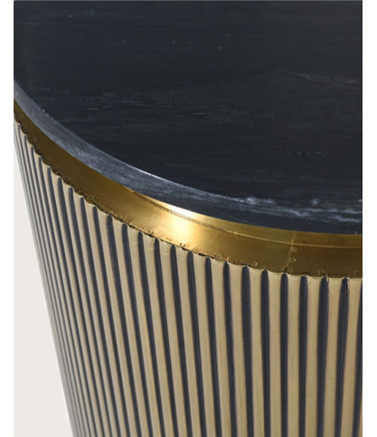 Glory - Table d'appoint finition laiton vieilli avec plateau en marbre noir