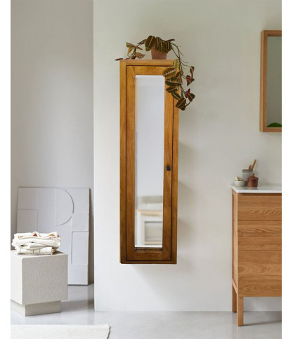 Palo - Armoire 1 porte avec miroir en bois massif de manguier