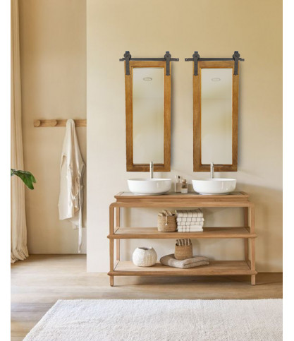 Zyra - Miroir murale en bois massif de manguier